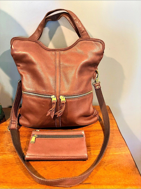 Fossil Handbags - Fossil Brown Leather Shoulder Bag & Wallet